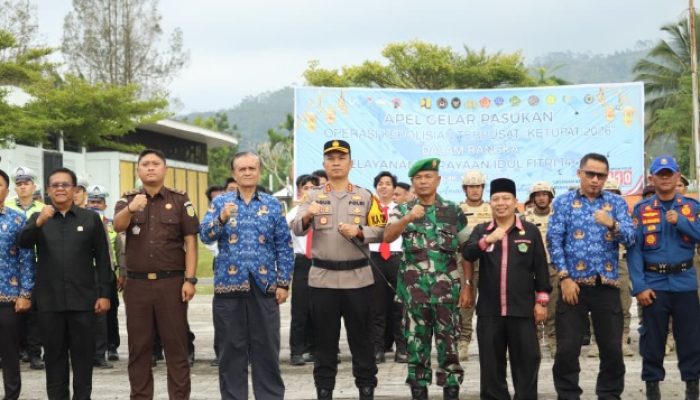 Kapolres Pakpak Bharat Bacakan Amanat Kapolda Sumut Saat Pimpin Apel Gelar Pasukan Ketupat Toba 2026