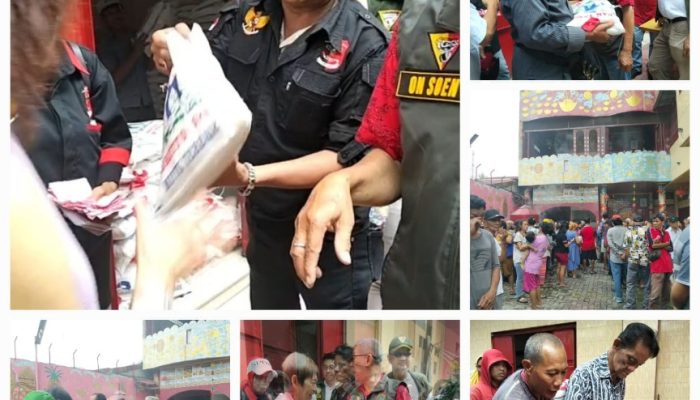 Sekira 2000 Karung Beras Digelontorkan, Warga Medan Tembung Membludak Diserbu Bantuan