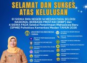 66 Pelajar SMA Negeri 14 Medan Lulus Jalur Undangan di Berbagai PTN Termasuk UI