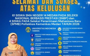 66 Pelajar SMA Negeri 14 Medan Lulus Jalur Undangan di Berbagai PTN Termasuk UI
