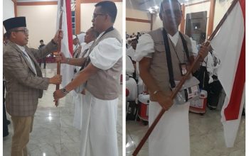 Hujan Ikut Melepas Keberangkatan 233 Jamaah Haji Kloter 17  ke Bandara Menuju Makkah