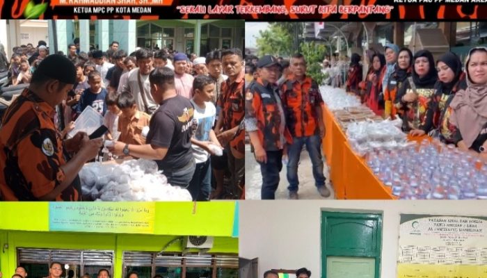 Tebar Kepedulian di Hari Jumat, PAC Pemuda Pancasila Medan Area Bagikan 1.000 Paket Makanan untuk Jamaah dan Panti Asuhan