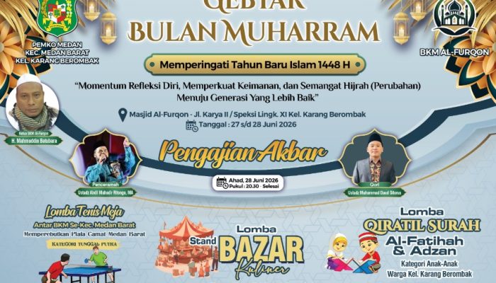 Gebyar Muharram di Karang Berombak Medan Barat Gelar Lomba Qiratil Surah, Azan, Tenis Meja dan Bazar Kuliner