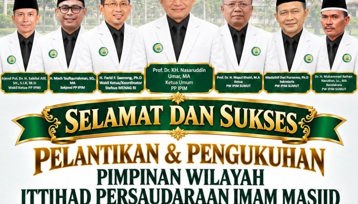 Menteri Agama Prof KH Nasaruddin Umar Lantik dan Kukuhkan PW IPIM Sumatera Utara